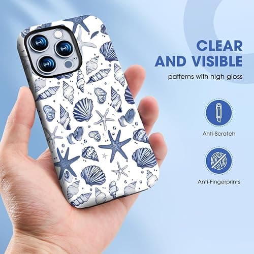 XUNQIAN Compatible for iPhone 13 Case, Coastal Beach Summer Blue Ocean Seashell Aesthetic Protective Phone Case (for iPhone 13), RUI-97A-A thumbnail 3