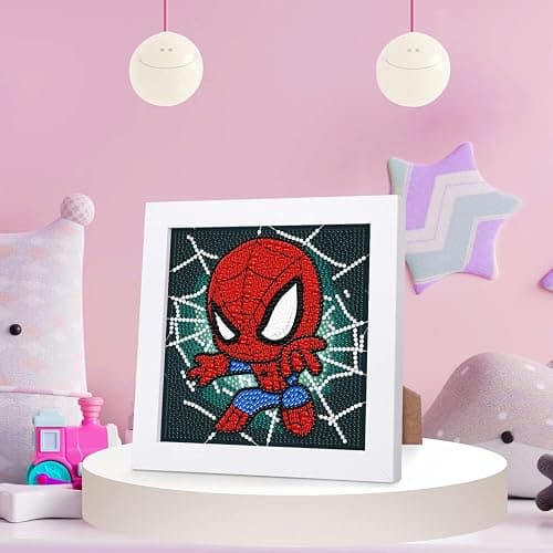 KOJEFCV Cartoon Diamond Art Painting Kits for Kids with Frame Ages 4-8-12 | Cartoon Diamond Art for Kids, Easy Gem Kit Kid with Beautiful Package for Gift Home Wall Decor (7x7 inch) thumbnail 4