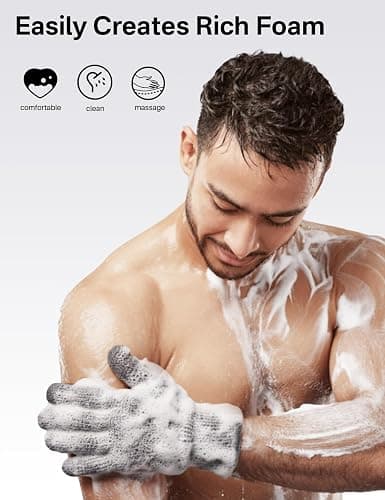 Yiclick Heavy Exfoliating Gloves 4Pcs, Exfoliating Mitts, Body Scrubber for Bath Shower Exfoliation, Body Scrub Exfoliator for Dead Skin Remover, Exfoliate Sponge Loofah Washcloth Men Women thumbnail 3
