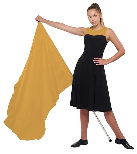 Gold Color Guard Flag, Curved Rectangle Solid Color Flag for Practice, Made of Easy to Clean Polyester Habutai thumbnail 3