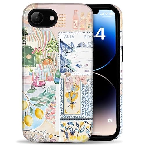 Amzfield Compatible with iPhone 16e/17e Cse, Aesthetic Summer Phone Case Cute Italy Culture Collage for Girl Women, Scratch Resistant Shockproof Protective Girly Case for iPhone 16e for iPhone 17e - Image 1