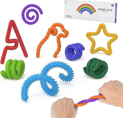 Sensory Sticks Fidget Toy for Kids Adult,8Pcs Bendable Textured Flexible Fidget Stick for Anxiety Autistic ADHD,Calm Down Travel Essentials Toys, Quiet Fidgets for Classroom Must Have thumbnail 9