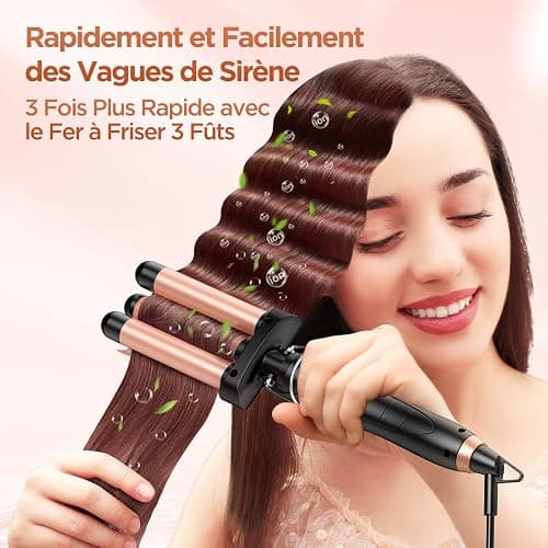 BESTOPE MIX Boucleur 3 Tete Fer a Boucler-[22mm] Boucleur a Cheveux en Céramique Fer à Friser 2 Températures, Fer a Onduler Chauffage Rapide pour Cheveux Longs, Courts thumbnail 5