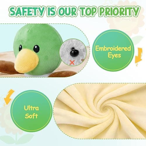 Mallard Duck Baby Lovey, Soft Security Blanket, Lovies for Babies, Duck Stuffed Animal Snuggle Toy for Newborn Infant Toddler Boys and Girls, Baby Shower/Nursery Gifts 16 Inch thumbnail 3