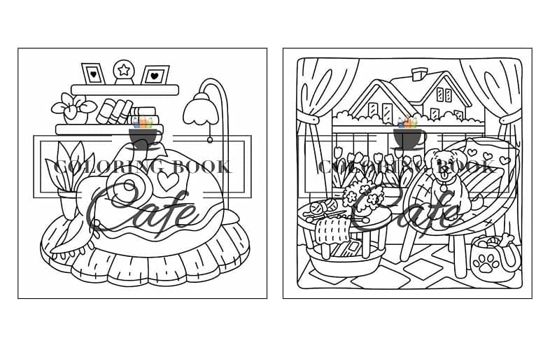 Cozy Corners: Coloring Book for Adults and Teens Featuring Super Cute Nooks and Hygge Spaces for Relaxation (Cute and Comfy Coloring Books) thumbnail 3