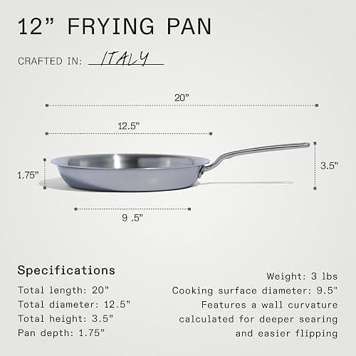 Made In Cookware - 12-Inch Stainless Steel Frying Pan - 5 Ply Stainless Clad - Professional Cookware - Crafted in Italy - Induction Compatible thumbnail 2