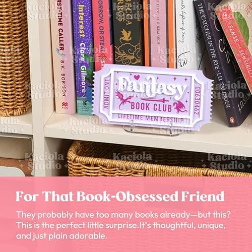 KACIOLA STUDIO Library Sign, Bookish Decor for Book Nook, Gifts for Booklovers/Reader/Women, Bookshelf Book Store Decor, Romantasy Gift (Enemies to Lovers) thumbnail 4