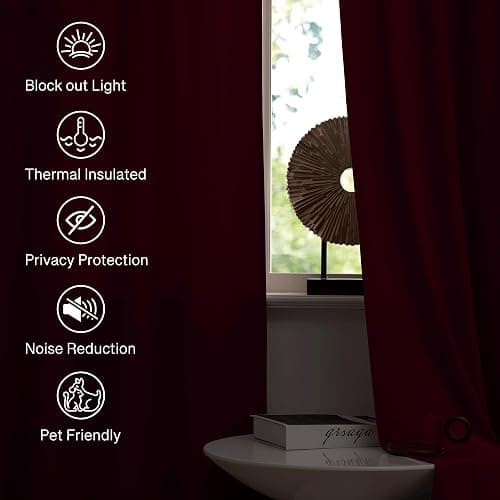 StangH Theater Red Velvet Curtains Christmas Curtains Super Soft Thermal Insulated Window Drapes 84 inches for Living Room Holiday Decorative for Master Bedroom, W52 x L84, 2 Panels thumbnail 6