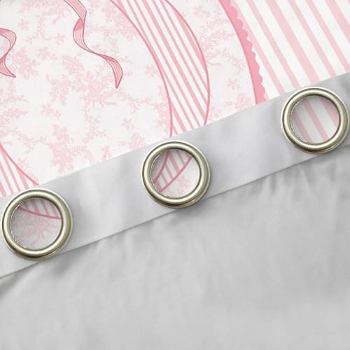Erosebridal Pink Bow Window Drapes Coquette Preppy Bowknot Blackout Curtains 42" Wx90 L Initial O Curtains for Bedroom Living Room Pink Stripes Window Treatments 2 Panels thumbnail 6