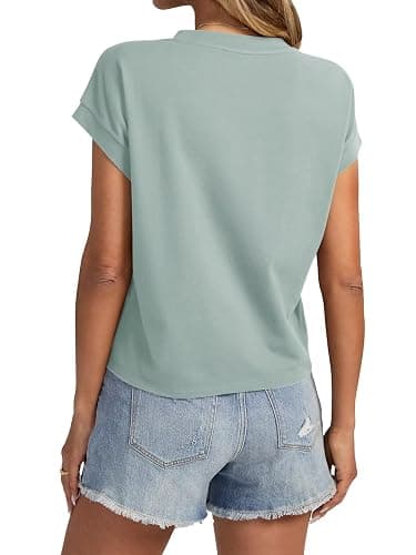 EasyGala Womens Cotton Crop Tops Loose Fit Crewneck Short Sleeve Summer Tee | 95% Cotton, Cap Sleeve, Cute, Basic, Casual, Going Out, Trendy Outfits, Fashion Clothes, Daily Wear, Work, Vacation thumbnail 5