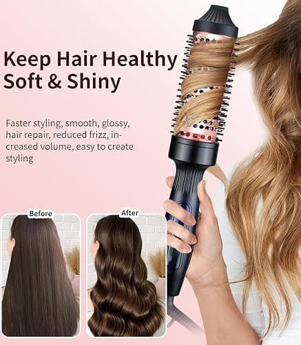 38mm Thermal Brush, Heated Hot Brush, Thermal Round Iron Smooth Shine Volumize Comb, Heated Curling Iron Create Natural Curls, UK Plug Dual Voltage, Rose Black thumbnail 5