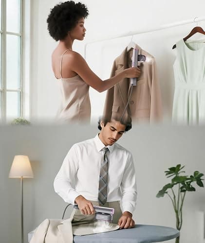 Steamer for Clothes, 1000W Portable Garment Steamer Travel Size, 100-240V Dual Voltage, 120ml Tank Handheld Steam & Iron 2 in 1, for Home, Business, Global & Europe Traveling thumbnail 8