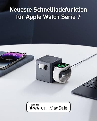 Anker 3-in-1 Cube mit MagSafe Ladestation, 15W Wireless iPhone Charger, Induktive Ladestation für Apple Watch und iPhone 17/16/15/14/13/12, AirPods Pro/3/2 (Inklusive 30W Ladegerät) thumbnail 5