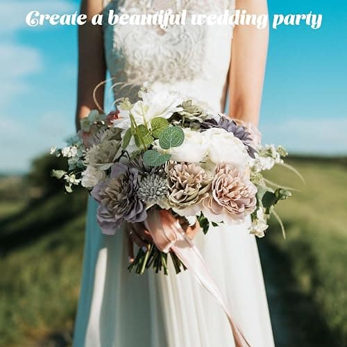 YZXZM Artificial Flowers Combo Box, Fake Silk Foam Flower Mix with Wire Stem, DIY Wedding Bridal Bouquet Shower Party Home Décor (30-40 Pieces) (Dusty Green) thumbnail 2