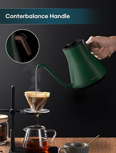 INTASTING Electric Kettles, Gooseneck Electric Kettle, ±1℉ Temperature Control, Stainless Steel Inner, Quick Heating, for Pour Over Coffee, Brew Tea, Boil Hot Water, 0.9L Hunter Green thumbnail 5