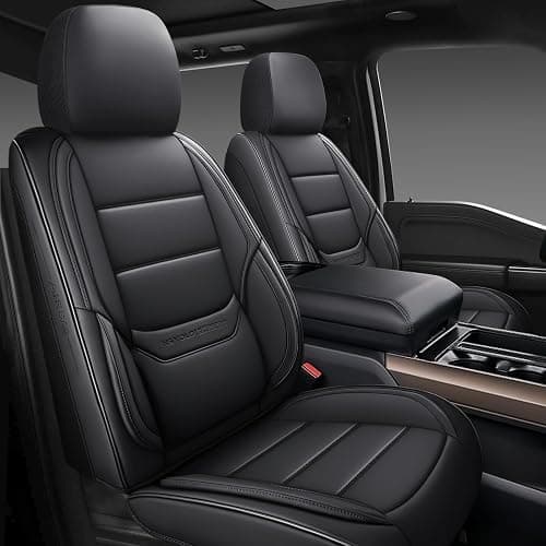 NS YOLO Leather Car Seat Covers Full Set,Universal Fit for Most Cars,SUVs and Sedans,Waterproof Luxury Leatherette Cushions, 5 Car Seat Protectors (Black, Full Set-5 Seats(Front and Rear)) - Image 1