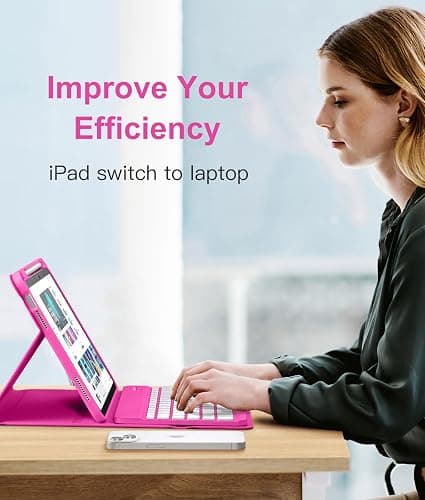 Hamile for iPad 11th 10th Generation Case with Keyboard - 7 Colors Backlit Wireless Detachable Folio Keyboard Cover with Pencil Holder for iPad 11-inch A16 2025 10th Gen 10.9 Inch 2022 (Hot Pink) thumbnail 7