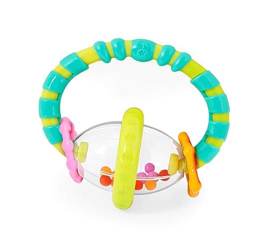 Bright Starts Grab & Spin Baby Rattle & BPA-Free Teether Toy, Ages 3 Months+ - Image 1