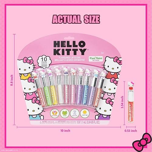Hello Kitty 10 Piece Plant Based Lip Gloss, Girls Party Favors, First Makeup Set for Girl, Perfect for Parties, Sleepovers, and Birthday Gifts, Ages 3+, by Townley Girl thumbnail 3