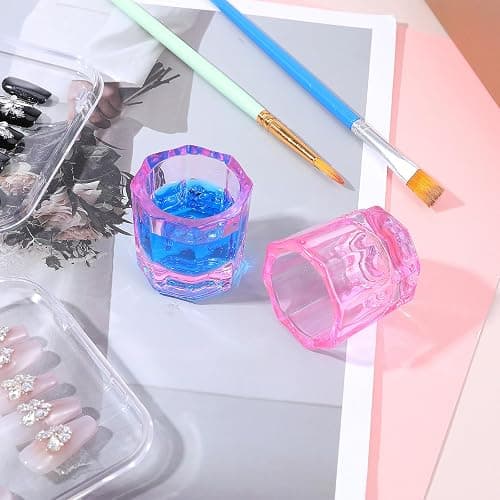 2 Pack Pink Dapping Dish for Nails Glass Nail Monomer, Pink Dish Cups for Nail, Glass Liquid Nails Bowls Liquids Holder Dampen Dishes Acrylic Powder Holder for Art Acrylic Liquid Manicure Care Tools thumbnail 2