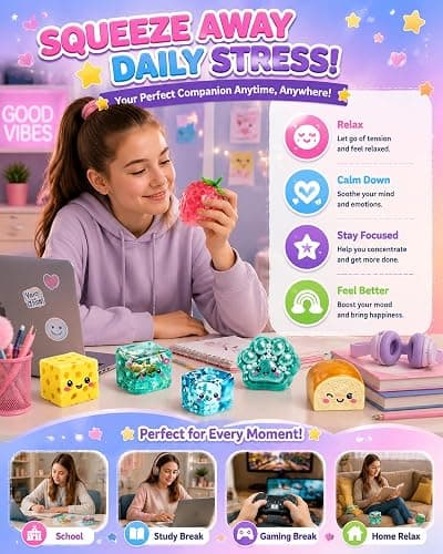 Squishy Fun Box 8 Piece Mystery Box Fun Set Pack,Blind Malt Sugar Moldable Soft Squishys Slow Rising Stress Ball for Anxiety Stress Party Favors (A Purple) thumbnail 4