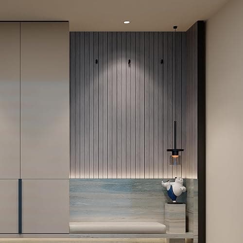 YU LI 3DH Peel and Stick PVC Slat Wall Panel 236"x15.75" Self-Adhesive Thick Faux Grey Wood Grain Wallpaper Panel 3D Soundproof Wall Panels for Walls & Ceilings thumbnail 5