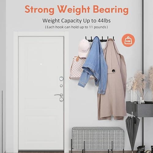 Optish Coat Rack Wall Mount, Wall Hooks for Hanging, Entry Coat Hooks Coat Hanger, Hat Rack Holder for Wall, Key Holder Purse Racks, Towel Rack for Bathrooms (2 Pack, Black) thumbnail 3