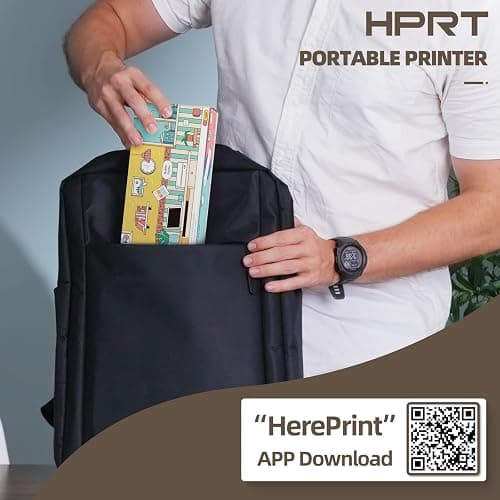 HPRT Portable Printers Wireless for Travel - MT810 Bluetooth Thermal Inkless Compact Printer, Paper Rolls Mobile Printing for Vehicles Office, Compatible with iPhone Android & Laptop - Beige thumbnail 8
