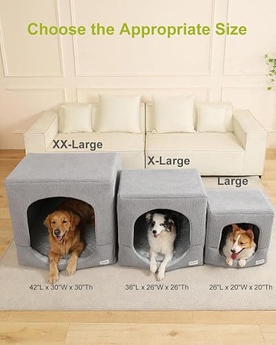 Hovicaed Indoor Dog House for Extra Large Medium Small Sized Dogs - Dog Tent with Washable Removable Cover, Pet Orthopedic Dog Cave Bed Egg-Crate Foam Cushion, Inside Dog House Large Space(XXL) thumbnail 7