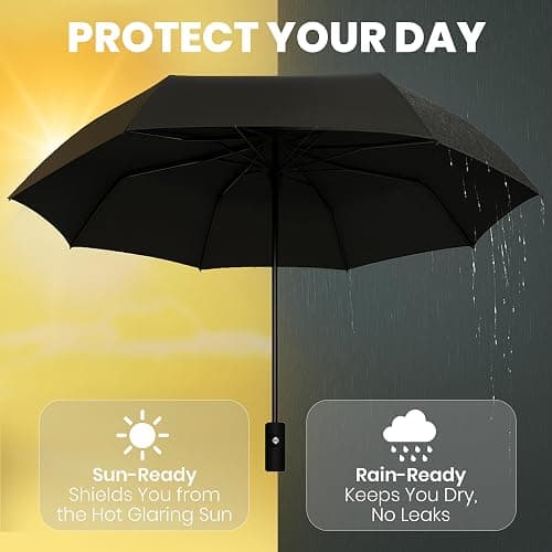 Rain-Mate 100% Windproof Umbrellas for Rain - Compact with Strong Fiberglass Rib Design & Easy Auto Open & Close - Portable Folding Mini Umbrella for Travel - Lightweight & Packable for Women & Men thumbnail 6
