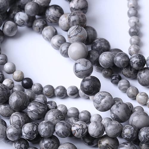 60PCS 6MM Natural Grey map Beads Round Loose Stone Beads for Jewelry Making DIY Energy Stone Healing Power Bracelet 15" thumbnail 4