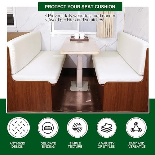 CRFATOP 4pc RV Dinette Cushion Covers Soft Camper Booth Seat Slipcover,32 | 2 Bench Cover & 2 Backrest Cover, Stretch Camper Cushion Couch Covers, Washable Slipcovers for RV Camper Car Bench thumbnail 4