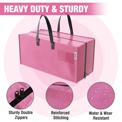 WORKPRO 6 Pack Extra Large Moving Bags with Zippers & Carrying Handles Backpack Straps, Heavy-Duty Storage Tote for Space Saving Moving Storage (Pink) thumbnail 3