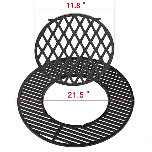 onlyfire 2-in-1 Cast Iron Grill Grate Replacement Weber Gourmet BBQ System | For Weber 22inch Kettle Charcoal Grills thumbnail 3