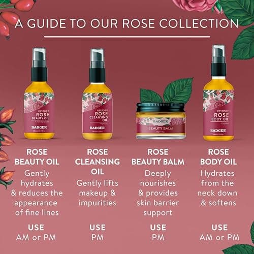 Badger Rose Beauty Balm, 100% Organic Nourishing Treatment For Face, Neck & Hands w/Pure Rose Essential Oil, Intensive Long Lasting Face Moisturizer for Women & Men, 1 oz Glass Jar thumbnail 6