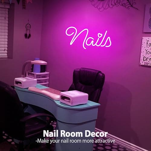 MinIeoh Nails Neon Sign, Nails LED Sign, Nail Salon Decor Open Welcome Signage Business Store Light, Nail Room Decor Beauty Salon Wall Decor Light Aesthetic Room Makeup Nail Studio thumbnail 6