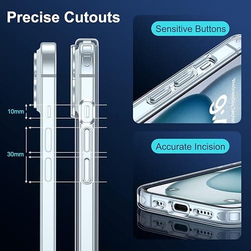 Helssitot Coque Magnétique pour iPhone 15 avec 2 Verre Trempé Anti-Espion Compatible avec MagSafe Militaire Étui Housse Antichoc Bumper Militaire 6,1 Pouces-Transparente thumbnail 9
