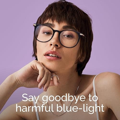 Gaoye Blue Light Blocking Glasses, Retro Round Eyewear Frame Anti Eyestrain Computer Glasses for Women Men - GY1688 (Light Black Frame/Transparent Lens) thumbnail 2