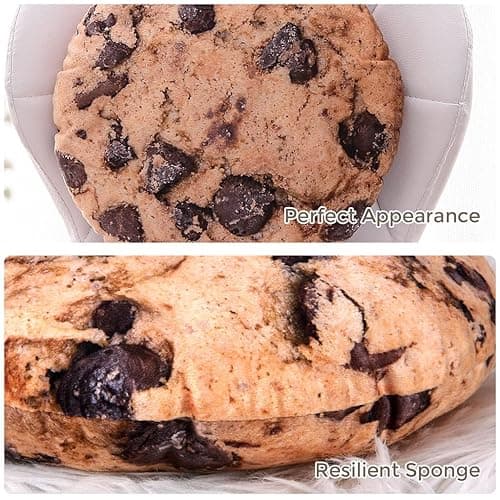HYSEAS Round Throw Pillow 13.4 Inch Chocolate Cookie, 3D Digital Print Decorative Comfortable Soft Plush Funny Food Shaped Pillow Light Weight Seat Pad Cushion for Couch, Chair, Floor, Sofa thumbnail 7