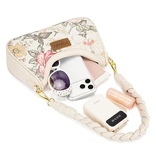Wrangler Shoulder Purse for Women Floral Hobo Bag Small Cute Handbags | Vintage Flower Print Underarm Bag, Braided Handle, Zipper Closure Clutch, Detachable Straps, for Casual Travel Dates Everyday thumbnail 7