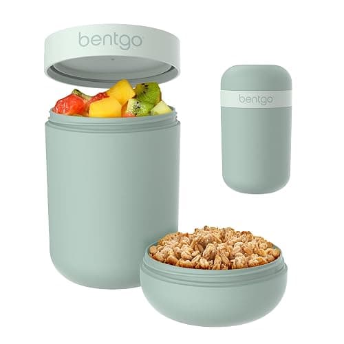 Bentgo Snack Cup, Leak-Proof Snack Container with Toppings Compartment | Dual-Sealing Lid, Airtight, Microwave-Safe Base, Freezer & Top-Rack Dishwasher-Safe (Mint Green) - Image 1