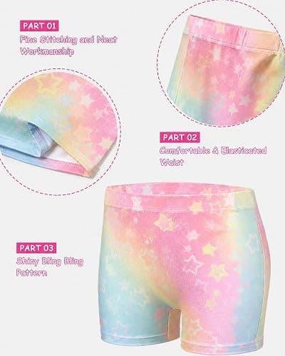 Tstiti Gymnastics Leotards for Girls Clasp Back 4-Piece | for 3-12 Years, including leotard, shorts, Scrunchie, storage bag, Sleeveless, Stretchy Fabric, Clasp Back, Mesh thumbnail 4