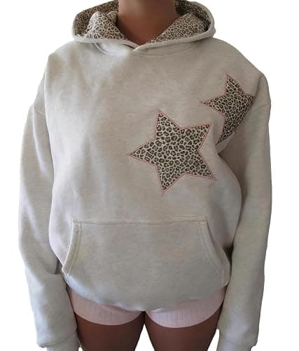 Chvity Womens Star Graphic Hoodies Oversized Y2k Leopard Print Hooded Sweatshirt Teen Girls Casual Cheetah Unisex Streetwear - Image 1