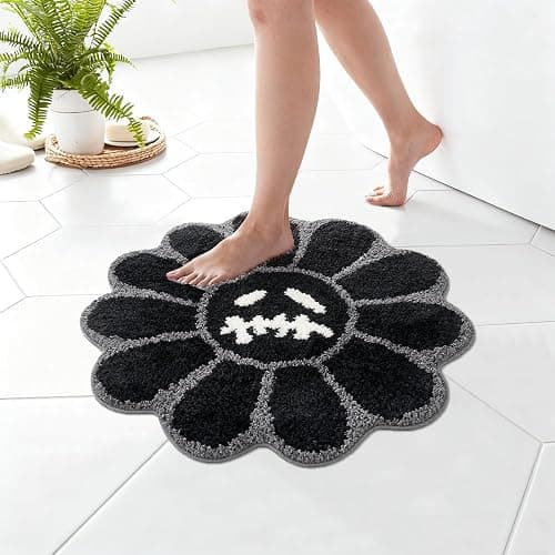 Shovagy Trippy Happy Face Rug Cool Rugs Tufted Quick Dry Bath Mats for Bathroom Non Slip Bath Mat Water Absorbent 2FT Black Bathroom Rugs Halloween Gothic Ghost Skull Horror Decor Carpet thumbnail 2