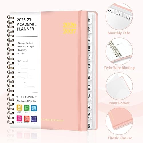 Planner 2026-2027, Weekly and Monthly Academic Planner, July 2026 - June 2027, Hardcover Calendar Agenda Book for School Year Planning, School Supplies for Teacher and Student, A5(6.3'' x 8.5'') thumbnail 5