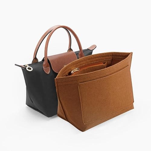 LOUKAYCCI Purse Organizer Insert for Le Pliage Medium Handbags Insert Organizer (Brown, Medium) thumbnail 7