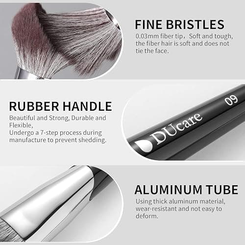 DUcare Powder Brush for Loose Powder - Fluffy Makeup Brushes with Soft Synthetic Bristles for Setting Powder/Blush/Highlighter, Large Face Makeup Brush for Flawless Application thumbnail 5