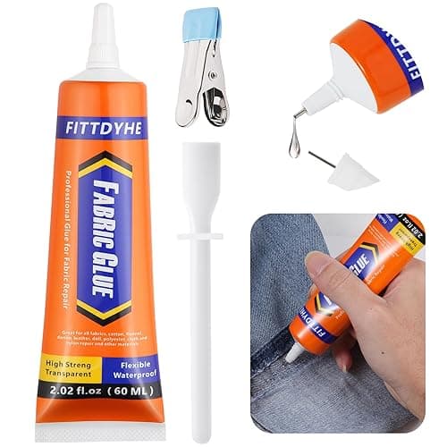 FITTDYHE Fabric Glue Permanent, 60 ML Washable Clear Clothing Glue, Super Fabric Adhesive for Rhinestones, Patches, Clothes, Denim, Leather, Polyester, Fabrics, Doll Repair, Flannel, Cotton - Image 1