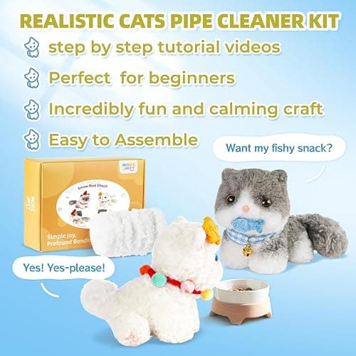 Pipe Cleaners Craft kit, A Pipe Cleaner kit Suitable for Beginners. It Includes a Kits for Making The Shapes of 4 Animal and Comes with Simple and Easy-to-Understand Video tutorials(4pack cat) thumbnail 7