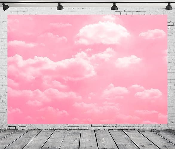 BELECO 7x5ft Fabric Pink Sky White Clouds Backdrop Clear Cloudy Sky Pink Background for Newborn Kids Girl Birthday Baby Shower Party Decorations Banner Photo Studio Shoot Props thumbnail 5